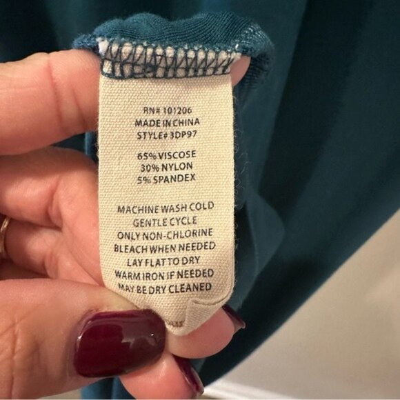 Soft Surroundings Lagia Teal Lagenlook Maxi Dress PM Comfy Boho Cottagecore - Picture 8 of 10